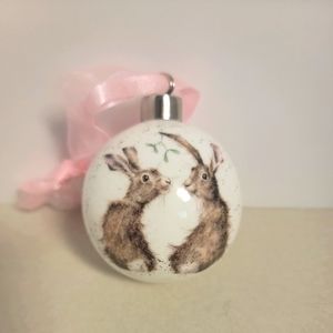 Royal Worcester Wrendale Designs Easter Bauble Ornament - Hare, Rabbits.